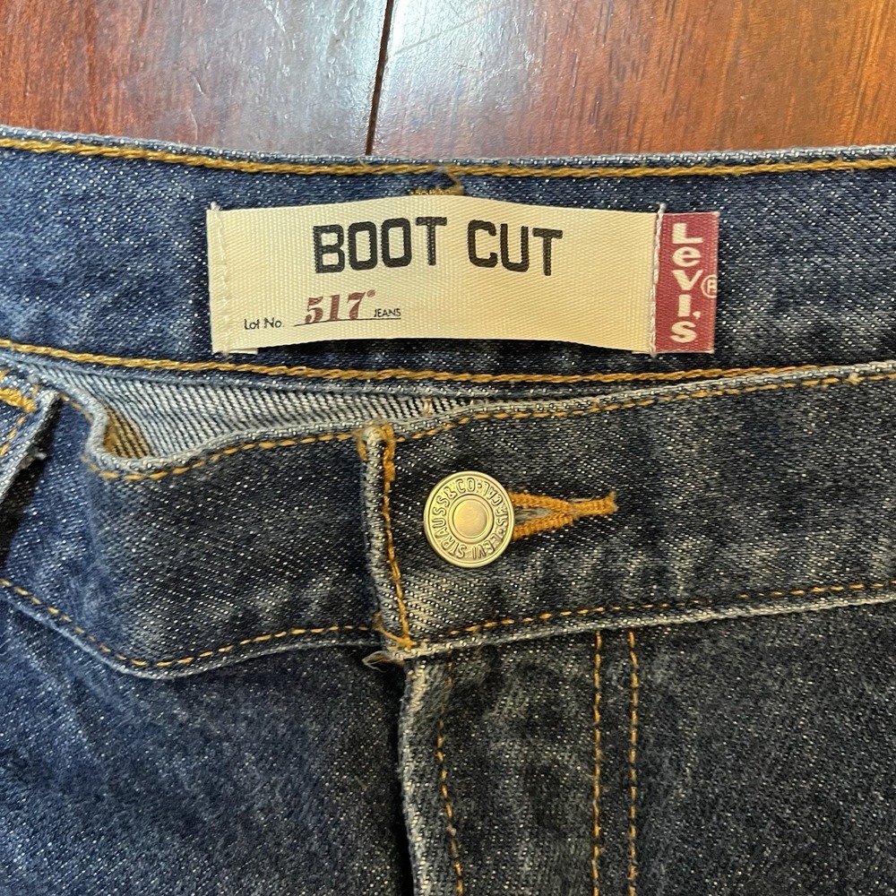 Vintage Levis Jeans 34x30 (35x32) 517 Bootcut Blue Dark Wash Grunge Mint EUC Y2K